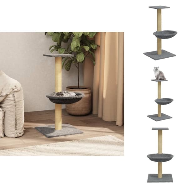 Kattmöbler - Living Klösträd med klöspelare sisal ljusgrå 74 cm