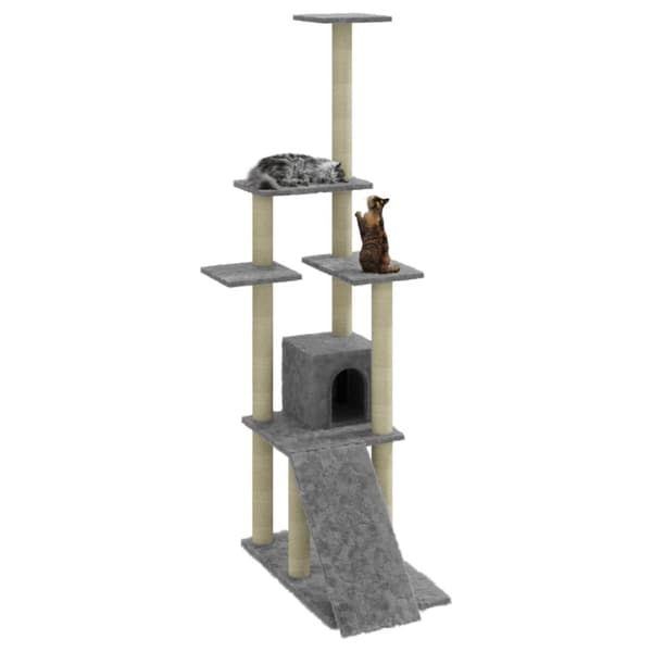 Kattmöbler - Living Klösträd med klöspelare i sisal ljusgrå 155 cm