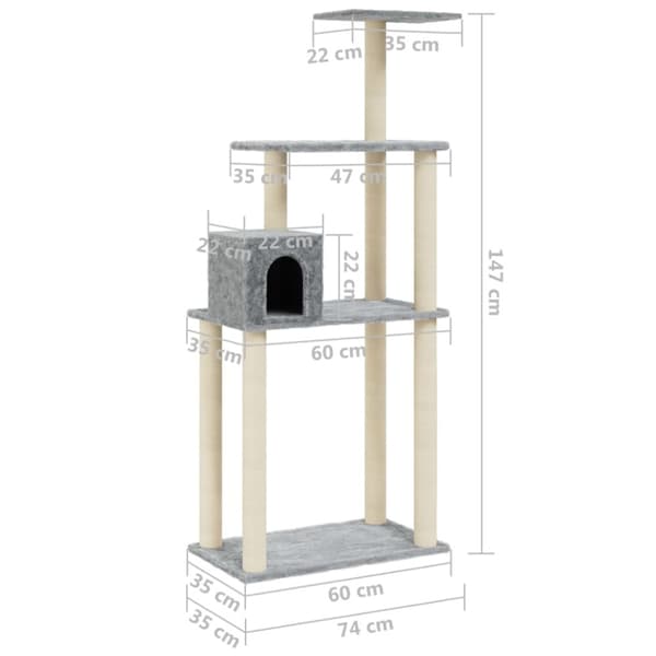 Klösträd med sisalpelare ljusgrå 147 cm - Klösträd - Katträd - Home & Living