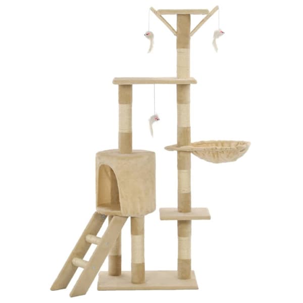 Kissan raapimispuu sisal-pylväillä 138 cm beige - Kissan Raapimispuu - Kissan Raapimispuut - Home & Living