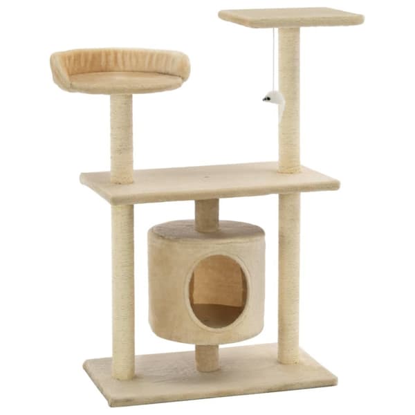 Kissan raapimispuu sisal-pylväillä 95 cm beige - Kissan Raapimispuu - Kissan Raapimispuut - Home & Living
