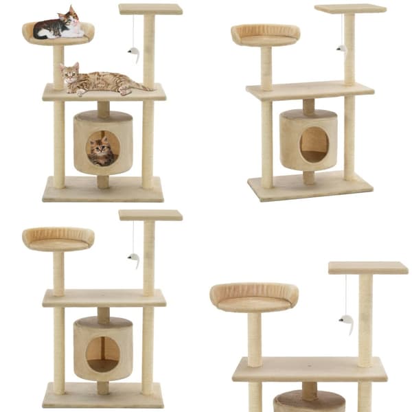 Kissan raapimispuu sisal-pylväillä 95 cm beige - Kissan Raapimispuu - Kissan Raapimispuut - Home & Living