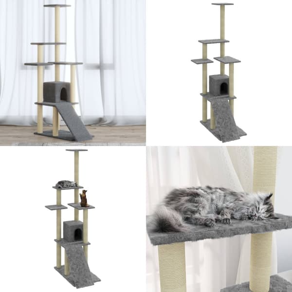 Klösträd med klöspelare i sisal ljusgrå 155 cm - Kattträd - Klöspelare - Home & Living