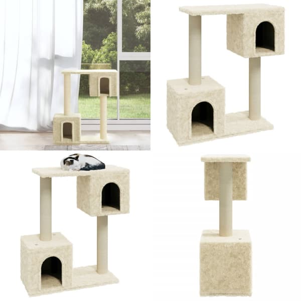 Kissan kiipeilypuu sisal- raapimispylväillä kerma 60 cm - Kissan Raapimispuu - Kissojen Raapimispuut - Home & Living