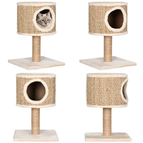Kradsetræ med hus og kradsestolpe 52 cm søgræs - Kattetræ - Kattetræer - Home & Living