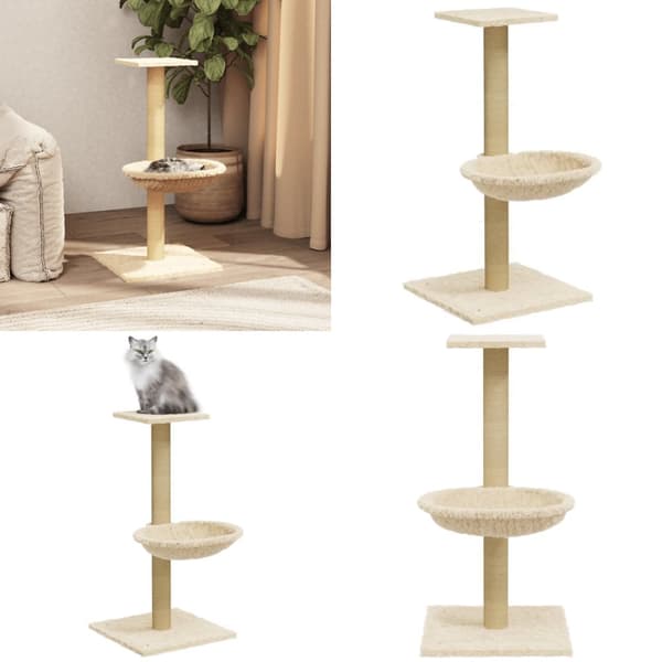 Kissan kiipeilypuu sisal- raapimispylväällä kerma 74 cm - Kissan Raapimispuu - Kissan Raapimispuut - Home & Living