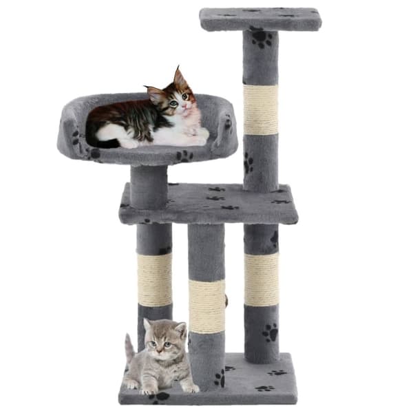 Kradsetræ med sisal-kradsestolper til katte 65 cm poteprint grå - Kradsetræ - Kradsetræer - Home & Living