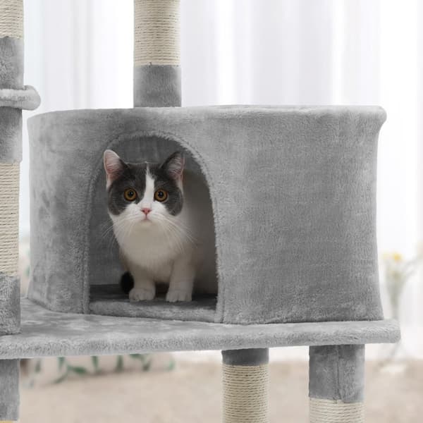 Rootz Medium Cat Tree Skrapstolpe - Multifunktions katttorn - Lekfull kattlägenhet - Plysch liggytor - Spånskivakonstruktion - 55cm x 40cm x 138cm