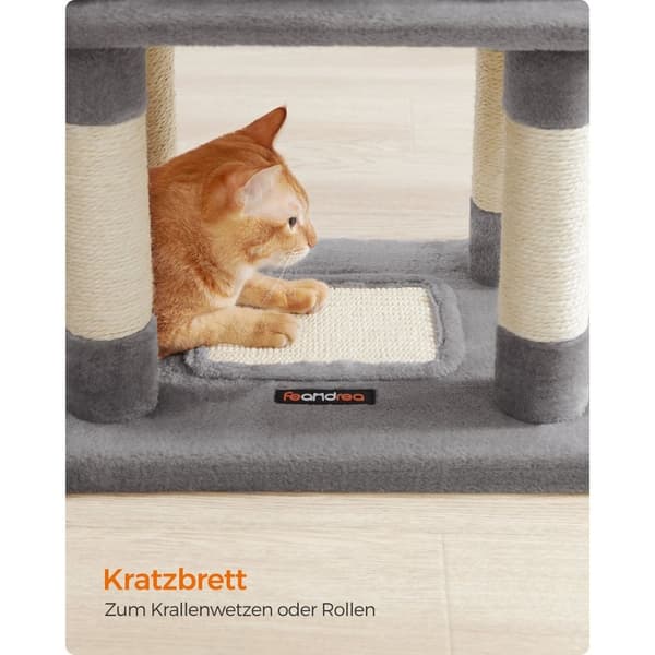 Rootz-kissan raapimistolppa - Kissapuu - Kissan kiipeilyteline - Lastulevy Pehmosisal - 42 cm x 32 cm x 110 cm - Vaaleanharmaa - 9,6 kg - 50 kg:n kant
