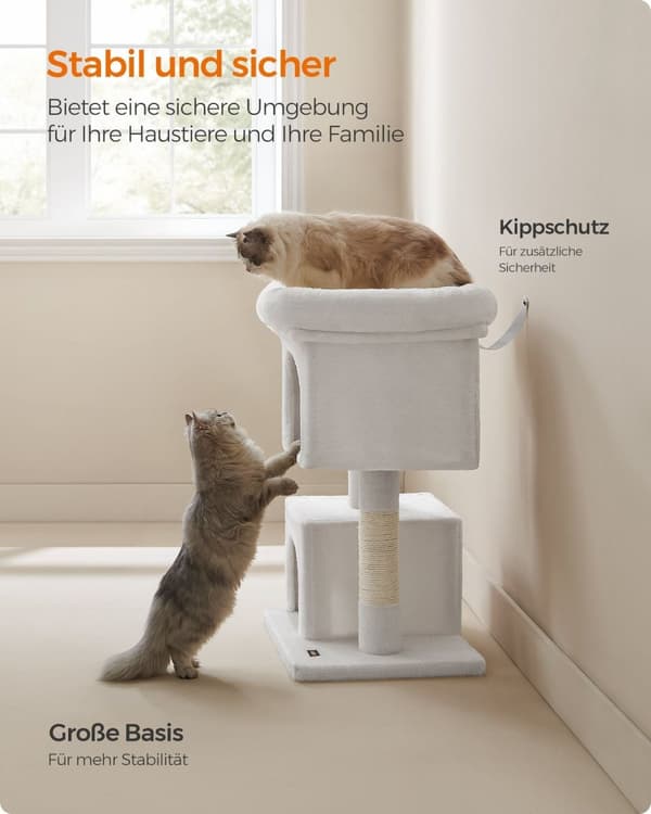 Rootz Cat kradsestolpe - Kattetræ - Kradse - Spånplade - Plys - Sisal - 60cm x 40cm x 84cm