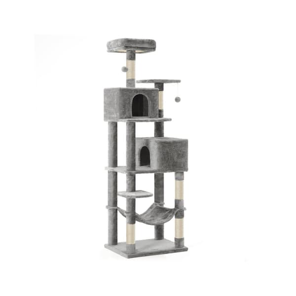 FEANDREA Kattekradsestolpe - Kitty Tree - Cat Tower - Plys overflade - Observationsplatforme - Hyggelig hule - Liggestol - Robust hængekøje - Sisal st