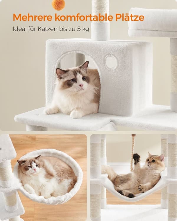 Rootz-kissan raapimistolppa - Kissanpuu - Raapimislaite - Lastulevy - Pehmo - Sisal - Tukeva rakenne - Helppo koota - 55cm x 45cm x 168cm