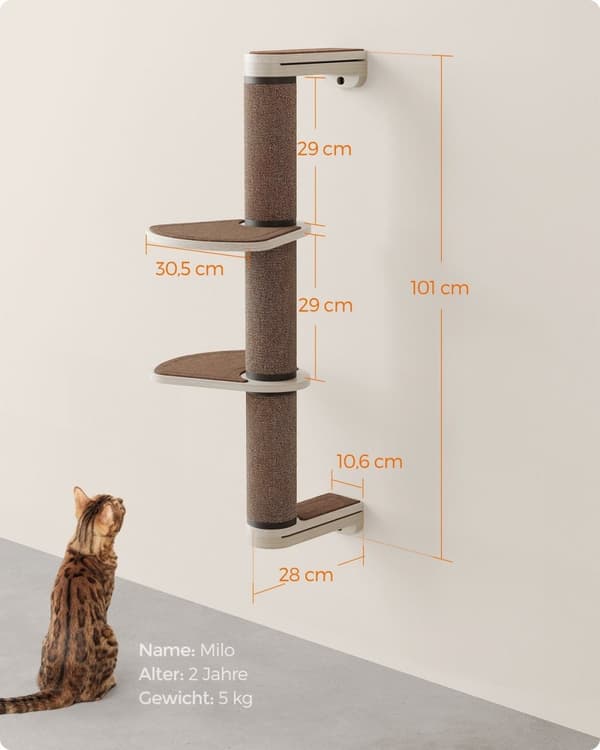 Rootz Cat-kradsestolpe - Kattetræ - Kattemøbler - Spånplade - Fyrretræ - 10,6 cm x 28 cm x 101 cm - Havregryn Brun Kaffebrun - Filt - Tæppemateriale -