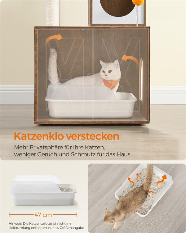 Rootz 2 i 1 kradsestolpe - kattetræ - kradsebræt - spånplade - plys - sisal - vintage brun - 60 cm x 52 cm x 185 cm