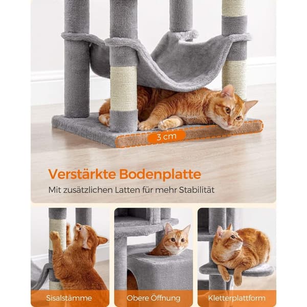 Rootz Cat kradsestolpe - Kattetræ - Kradse - Spånplade - Plys - Sisal - 49cm x 40cm x 155cm