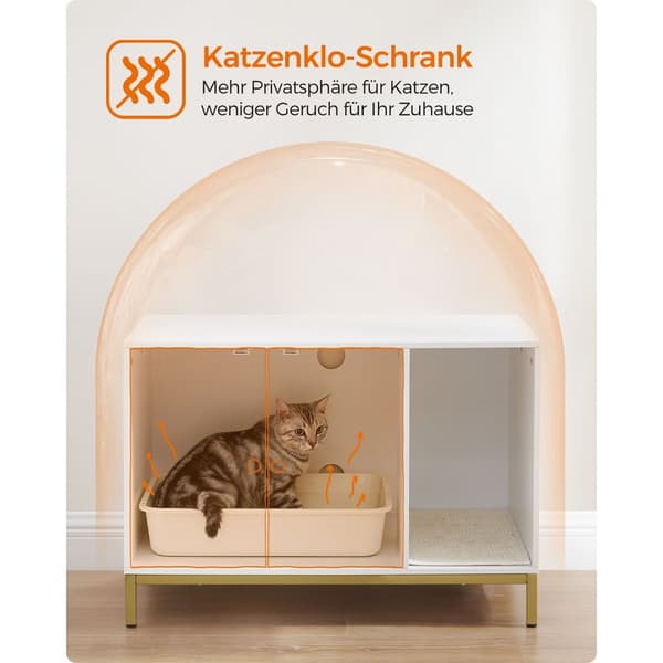 Rootz White Gold kissanhiekkalaatikko - Kitty WC - Hiekkaastia - Lastulevy teräs - Helppo koota - Tilava muotoilu - Hajunhallinta - 80 cm x 50 cm x 55