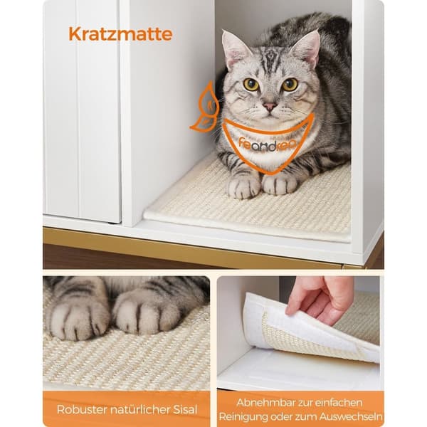 Rootz White Gold kissanhiekkalaatikko - Kitty WC - Hiekkaastia - Lastulevy teräs - Helppo koota - Tilava muotoilu - Hajunhallinta - 80 cm x 50 cm x 55