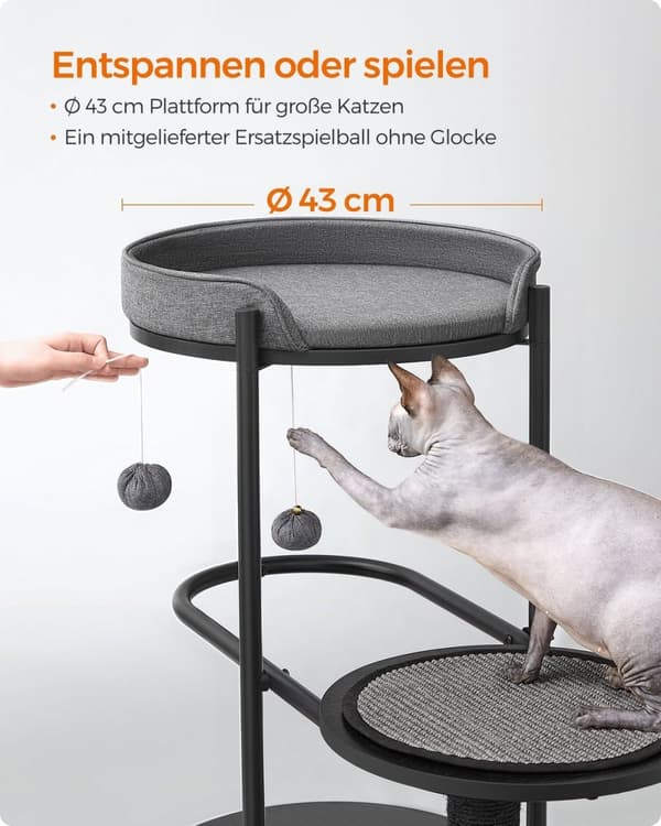 Rootz Classic Black skrapstolpe - Kattträd - Klättertorn - Stålstomme - Spånskivor - Sisalrep - 80cm x 43cm x 111cm - 15,4kg - 60kg Max belastningskap