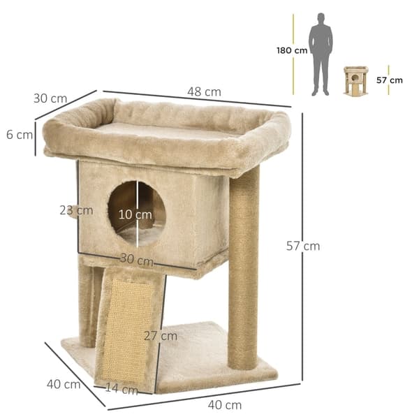 Rootz PawHut Cat Scratching Post - Cat Play Station - Cat Rest Station - Ultimate Play - Kloslibning - Konstruktion af høj kvalitet - 40W x 40D x 57H