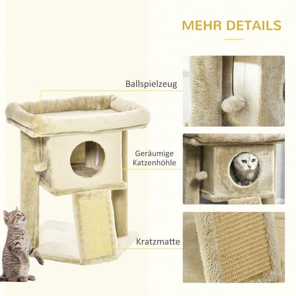 Rootz PawHut Cat Scratching Post - Cat Play Station - Cat Rest Station - Ultimate Play - Kloslibning - Konstruktion af høj kvalitet - 40W x 40D x 57H
