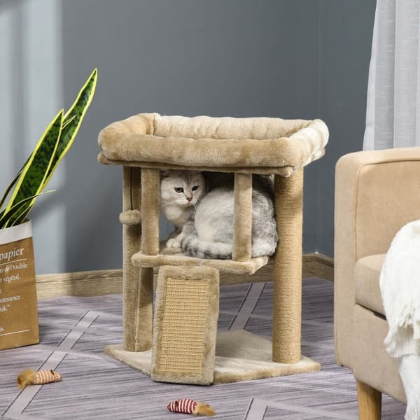 Rootz PawHut Cat Scratching Post - Cat Play Station - Cat Rest Station - Ultimate Play - Kloslibning - Konstruktion af høj kvalitet - 40W x 40D x 57H