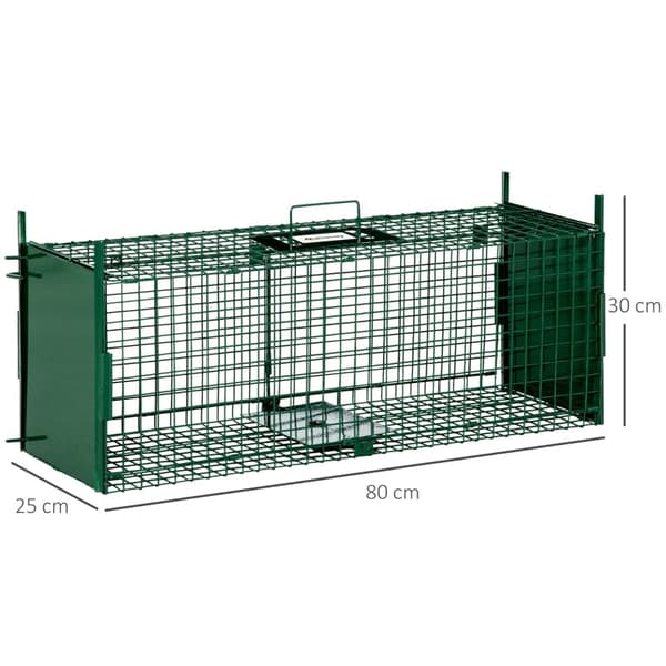 Rootz Live Trap -eläinhäkki - Humaani eläinansa - Villieläinten pyydystäjä - Erittäin herkkä mekanismi - Kestävä teräsrakenne - 80 cm x 25 cm x 30 cm