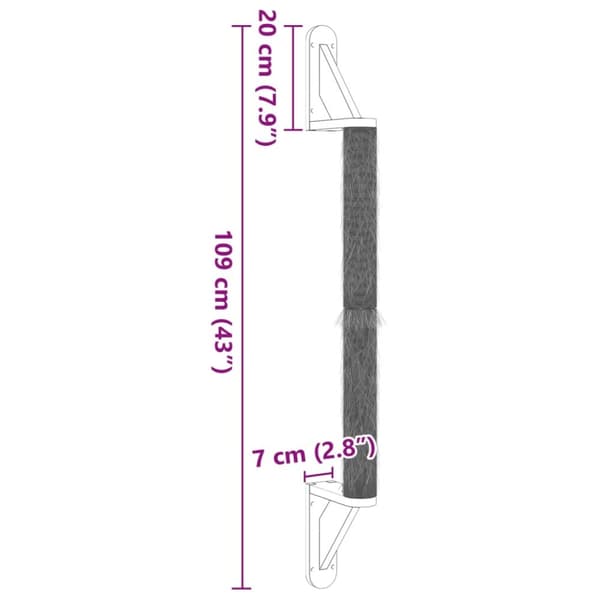 vidaXL væghængt kradsetræ 109 cm sisal