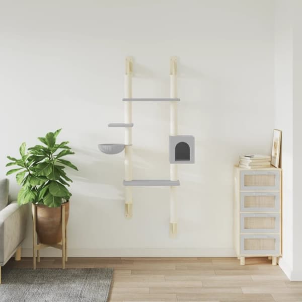 vidaXL Väggmonterat klösträd med klöspelare ljusgrå 180 cm