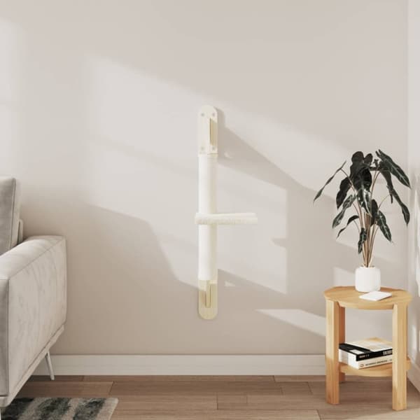 vidaXL Vegghengt kattetre med klorestolpe kremhvit 85,5 cm