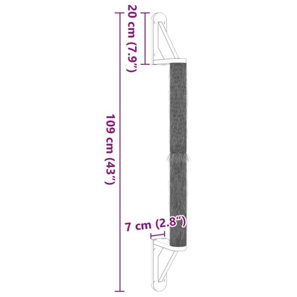 vidaXL Väggmonterad klöspelare 109 cm sisal