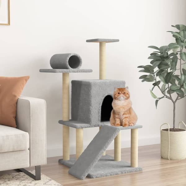 vidaXL kradsetræ med sisalkradsestolper 110,5 cm lysegrå