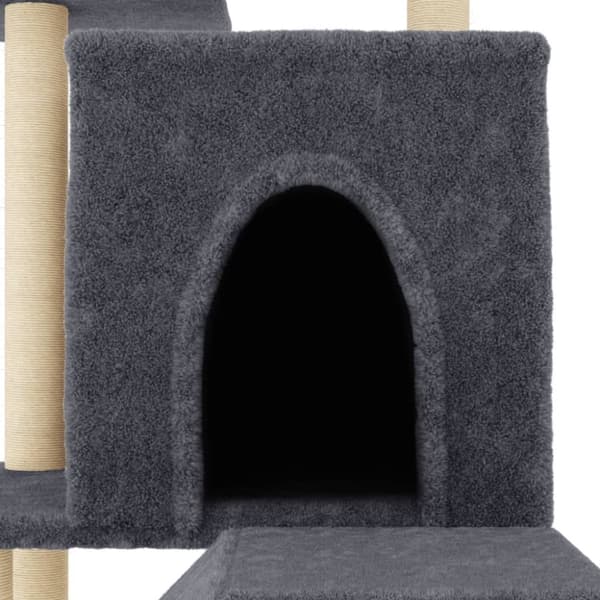 vidaXL Kattetre med klorestolper i sisal mørkegrå 110,5 cm