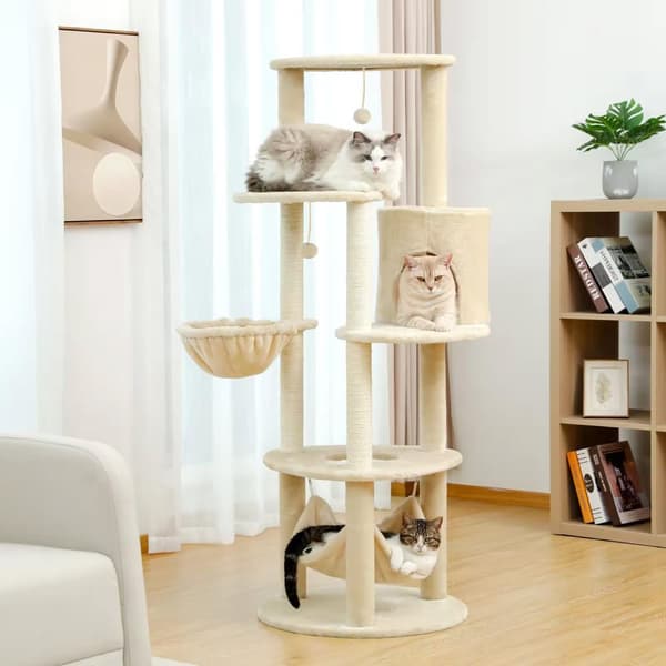 Kradsetræ for katte Beige P70373