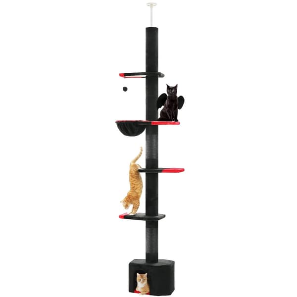 Justerbar højde Kat Træ, Stilfuldt Gotisk Design, Multi-Platform Leg Område,AMT0187BKAMT0187BK