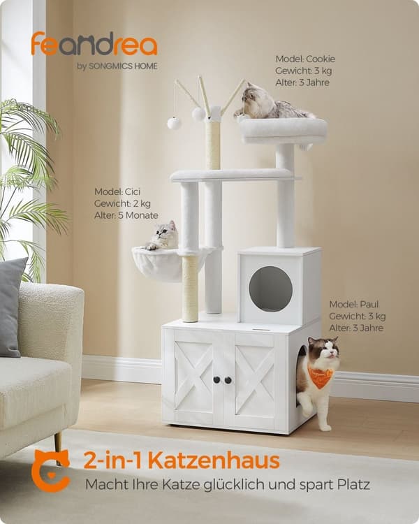 Rootz 2-in-1 kissan raapimistolppa - Raapimispuu - Kissan torni - Lastulevy - Pehmo - Sisal - 57,5 ​​cm x 50 cm x 151 cm