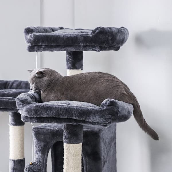 Rootz Cat Tree - Skrapstolpe - Skrapmöbler - Cat Tower i flera nivåer - XL - Spånskiva och Sisal - 54cm x 50cm x 168cm