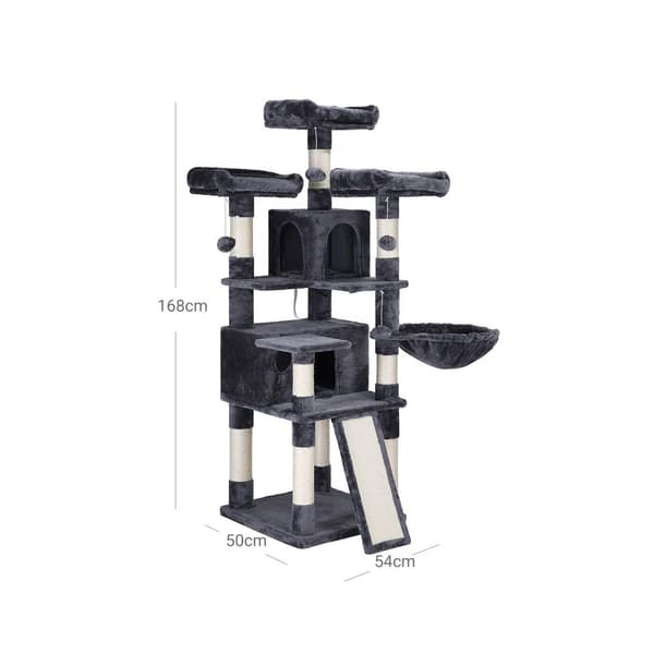 Rootz Cat Tree - Skrapstolpe - Skrapmöbler - Cat Tower i flera nivåer - XL - Spånskiva och Sisal - 54cm x 50cm x 168cm