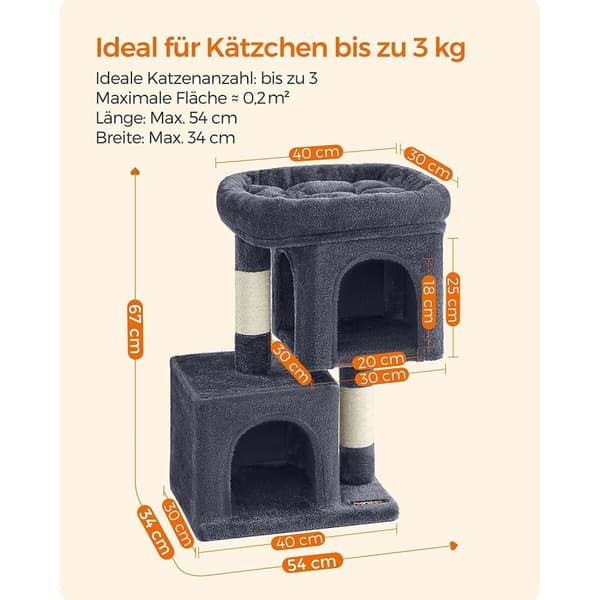 Rootz Cat Scratching Post - Cat Tree - Scratcher - Chipboard Plysch Sisal - Förhindrar tippning - 40cm x 30cm x 67cm