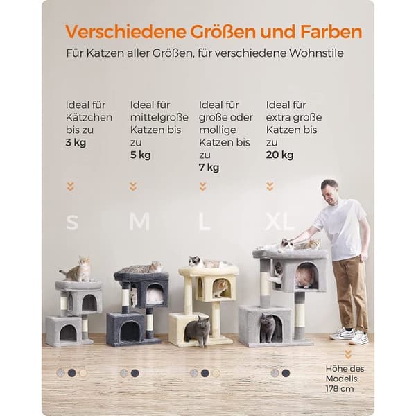 Rootz Cat Scratching Post - Cat Tree - Scratcher - Chipboard Plysch Sisal - Förhindrar tippning - 40cm x 30cm x 67cm