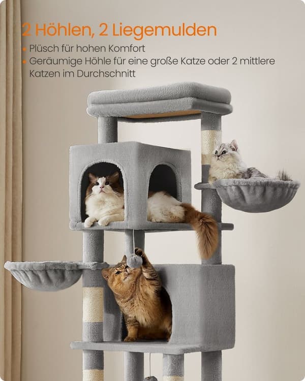 Rootz Dove Grey Cat Kradsestolpe - Kradsetræ - Sisal Rope - Spånplade - 57cm x 45cm x 175cm