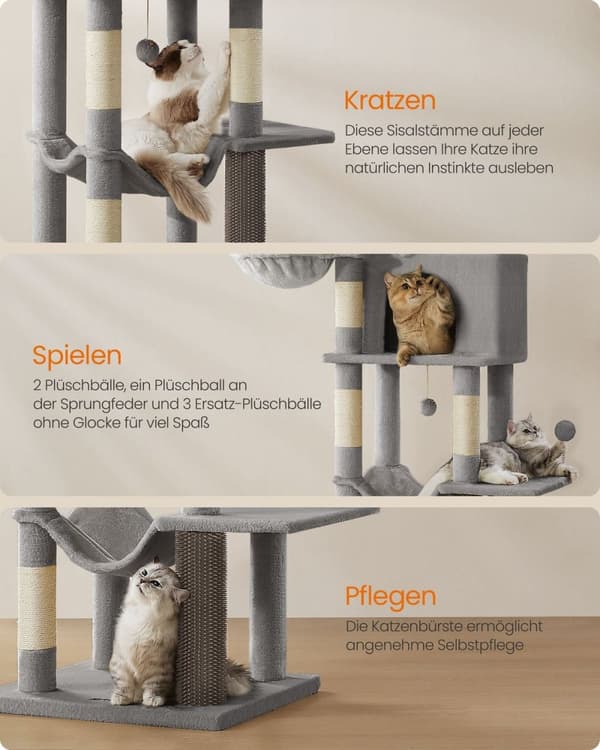 Rootz Dove Grey Cat Kradsestolpe - Kradsetræ - Sisal Rope - Spånplade - 57cm x 45cm x 175cm