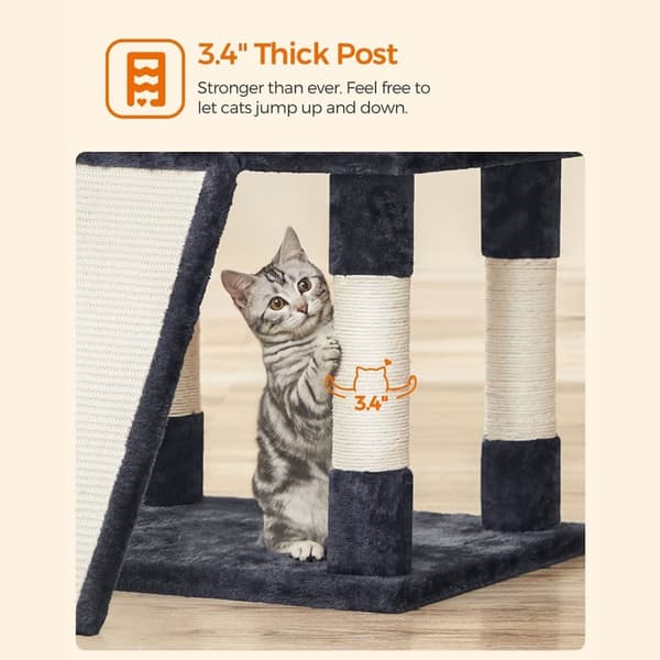 Rootz Cat kradsestolpe - Klatretårn - Sisal Scratcher - To hyggelige huler - Spånplade - 60 cm x 55 cm x 172 cm