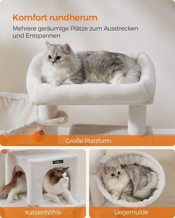 Rootz Cat Scratching Post - Kitty Condo - Cat Tree - Spånskiva och plysch - 48cm x 48cm x 96cm - 11,6kg - 50kg Kapacitet
