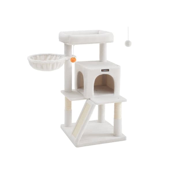 Rootz-kissan raapimispylväs - Kitty Condo - Kissapuu - Lastulevy ja pehmo - 48 cm x 48 cm x 96 cm - 11,6 kg - 50 kg Kapasiteetti