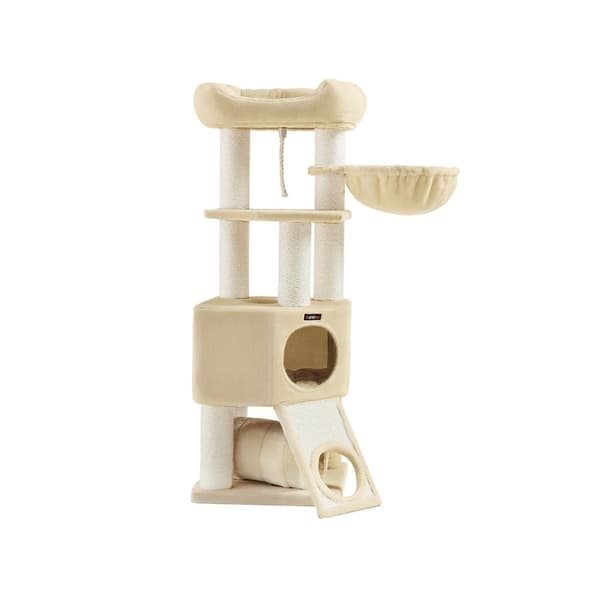 Rootz Cat Tree Tower - Cat Climber - Skrapstolpe - Spånskiva struktur - Plysch finish - Sisal rep - 50cm x 50cm x 141cm