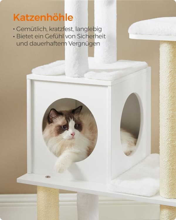 Rootz Large Cat kradsestolpe - Kattetræ - Katteskraber - Spånplade - Plys - Sisal - 58cm x 40cm x 165cm