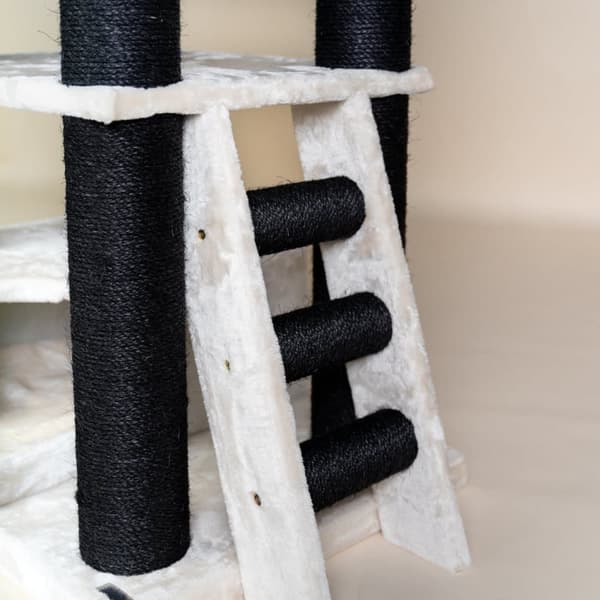 Corner Coon Blackline Cream– 151cm 47kg 12cm Ø pæle – Total størrelse 151x60x56cm – Kradsetræ til Store Katte – Produkt i Høj Kvalitet fra RHRQuali
