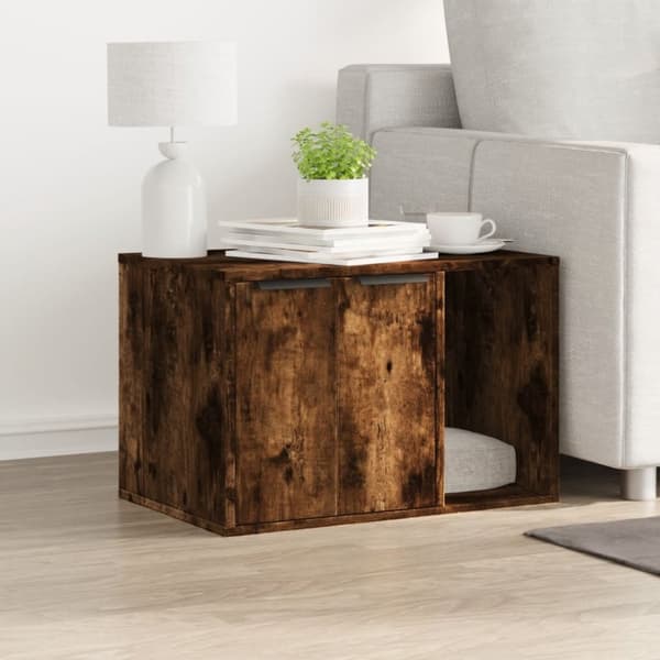 vidaXL toiletskjuler kattebakke 60x40x40 cm konstrueret træ røget eg