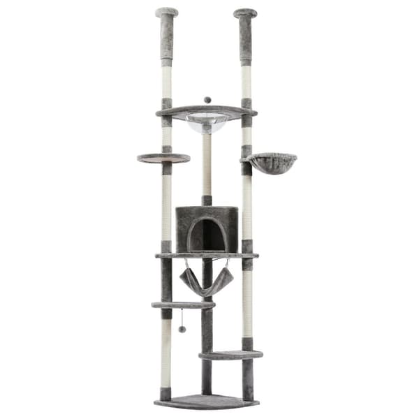 Golvet till tak kattträd, 5 nivåer, robust design,AMT0119BG-HW