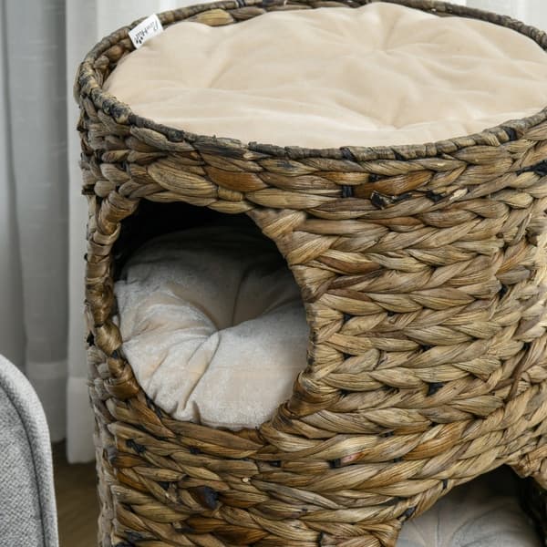 Rootz Cat Scratching Barrel - Cat Tower - Feline Hideout - Udsigtsplatform - Vandhyacint - 40 cm x 73 cm - Mørkebrun